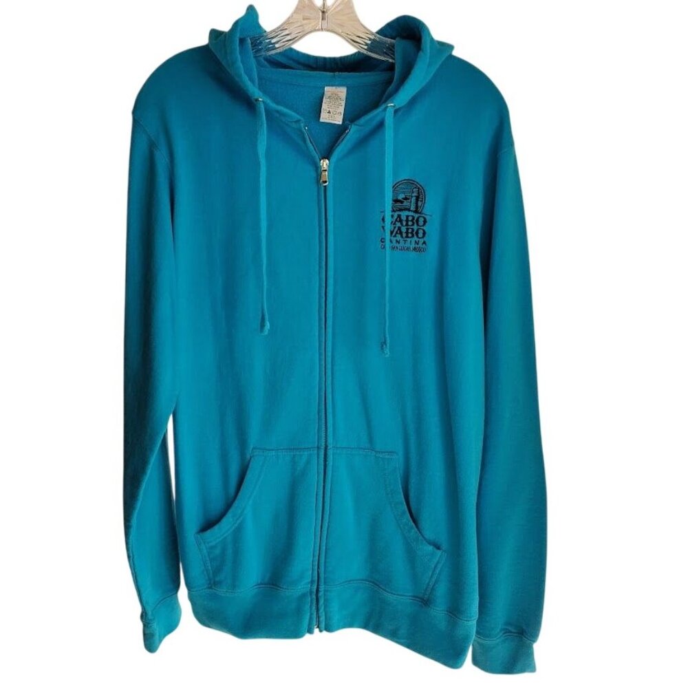 Cabo Wabo Cantina Teal Zip Hoodie San Lucas Mexico Graphic Size 2XL